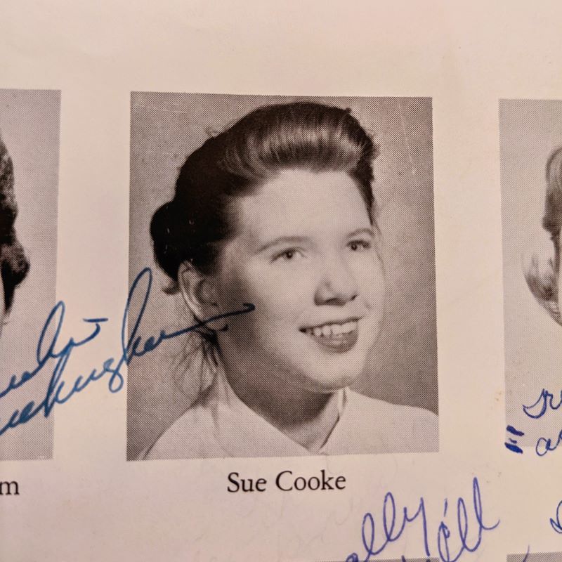 Sue Gale Cooke, 1957 yearbook photo